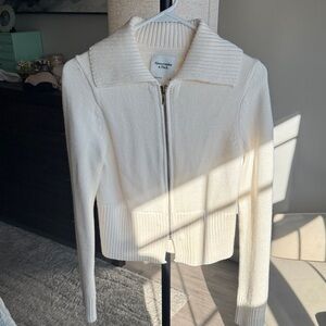 Abercrombie & Fitch Cream Ribbed Zip-Up